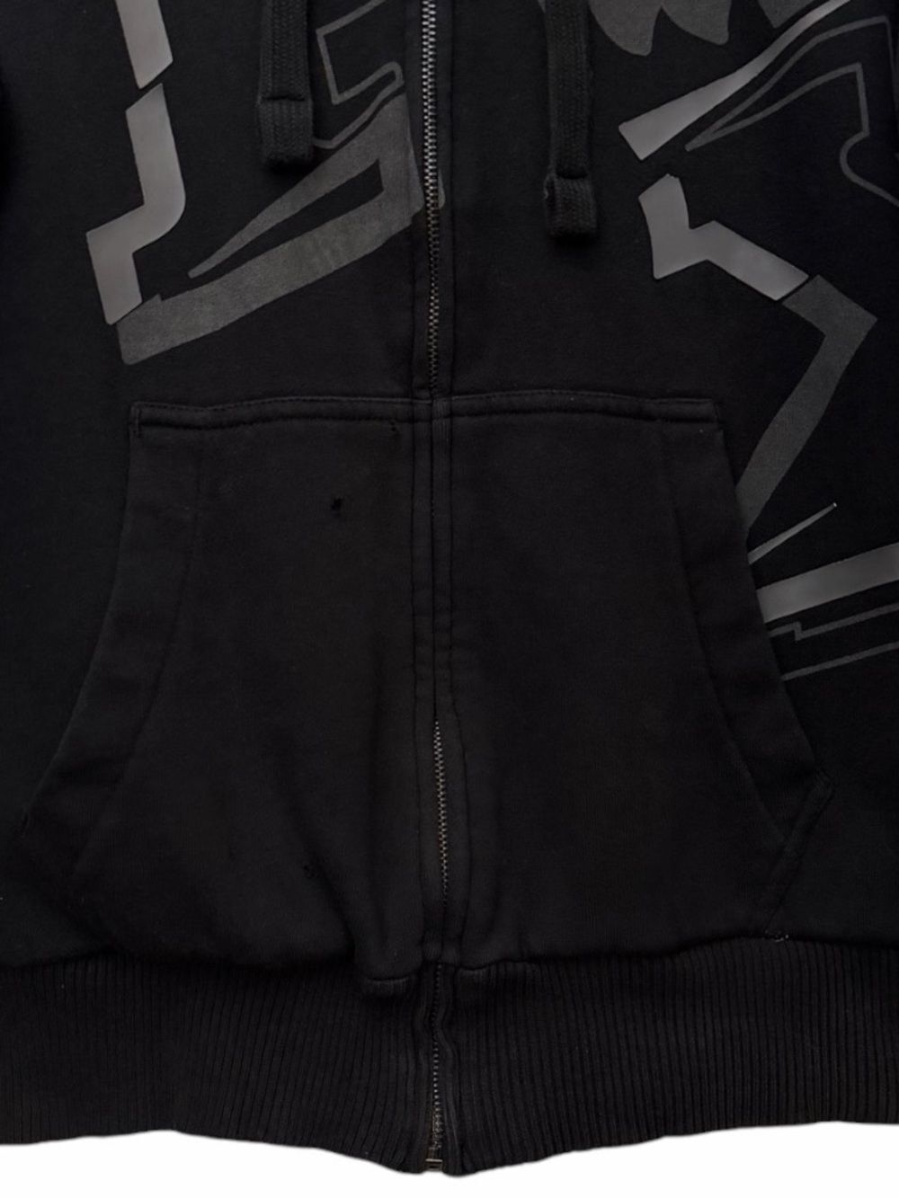Fox Racing Sasquatch Men Sz L Black Faux Fur Lined Zip Hooded Jacket Grunge Y2K - Picture 6 of 12